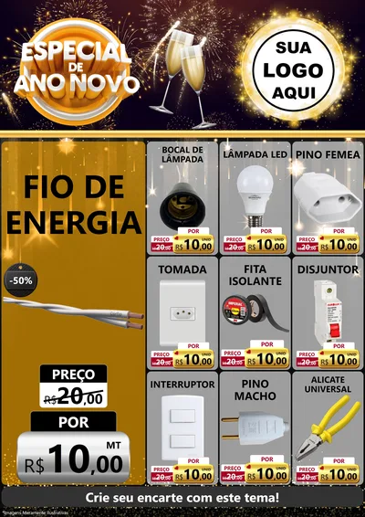 Modelo de Encarte para Encarte A4 Vertical com o tema Especial de Ano Novo para Materiais Elétricos