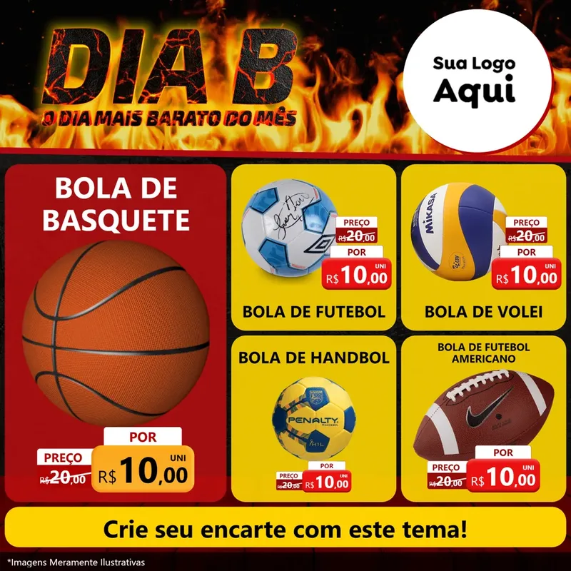 Modelo de Rede Social para Feed Facebook com o tema Dia B para Artigos Esportivos