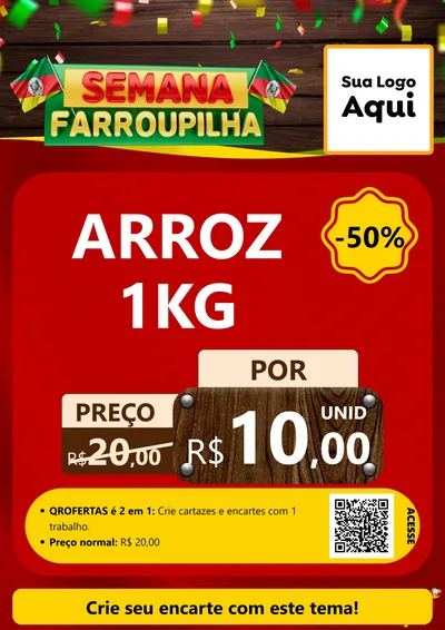 Modelo de Cartaz para Cartaz A4 Vertical com o tema Semana Farroupilha para Supermercado