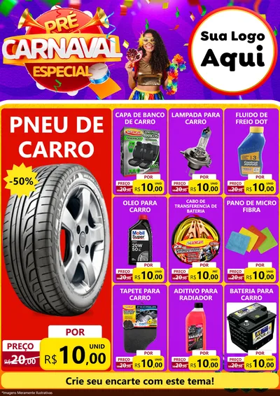 Modelo de Encarte para Encarte A4 Vertical com o tema Pré-Carnaval Especial para Auto peças