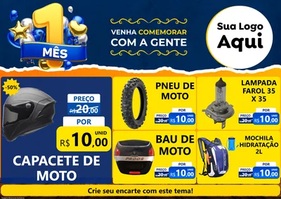 Modelo de Encarte para Encarte A4 Horizontal com o tema Um Mês de Aniversário para Moto peças