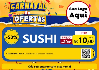 Modelo de Cartaz para Cartaz A4 Horizontal com o tema Carnaval de Ofertas para Comida japonesa
