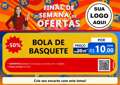 Modelo de Cartaz para Cartaz A4 Horizontal com o tema Final de Semana de Ofertas para Artigos Esportivos