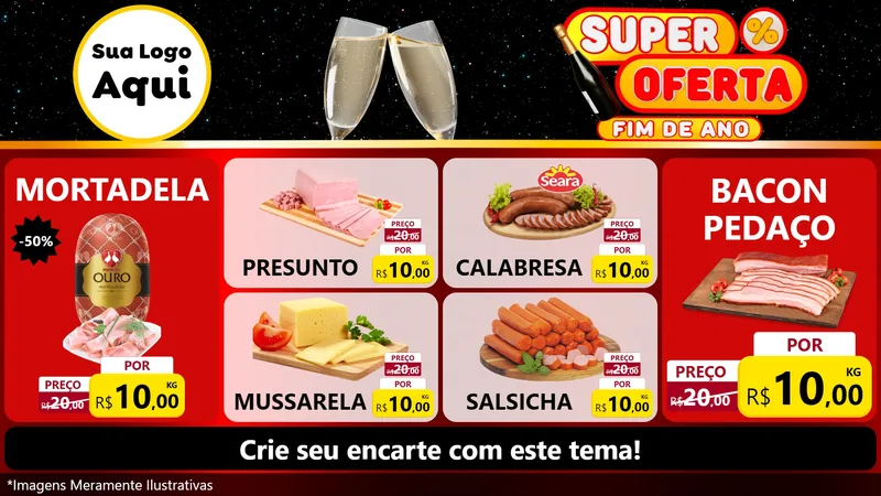 Modelo de TV para TV Horizontal com o tema Super Oferta Fim de Ano para Frios e Laticínios