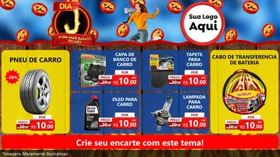 Modelo de TV para TV Horizontal com o tema Dia J - O Dia Mais Barato Do Mês para Auto peças