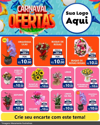 Modelo de Rede Social para Feed Instagram com o tema Carnaval de Ofertas para Floricultura e jardim