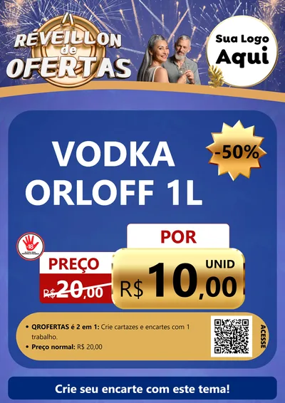Modelo de Cartaz para Cartaz A4 Vertical com o tema Réveillon de Ofertas para Distribuidora de bebidas
