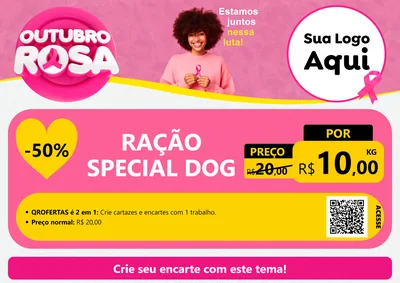 Modelo de Cartaz para Cartaz A4 Horizontal com o tema Outubro Rosa para Pet Shop