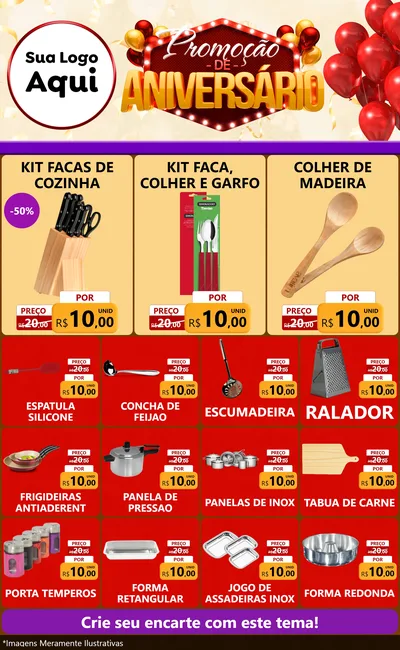 Modelo de Encarte para Encarte Grande com o tema Promoção de Aniversário para Utilidades Domésticas