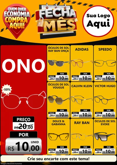 Modelo de Encarte para Encarte A4 Vertical com o tema Fecha Mês para Óticas