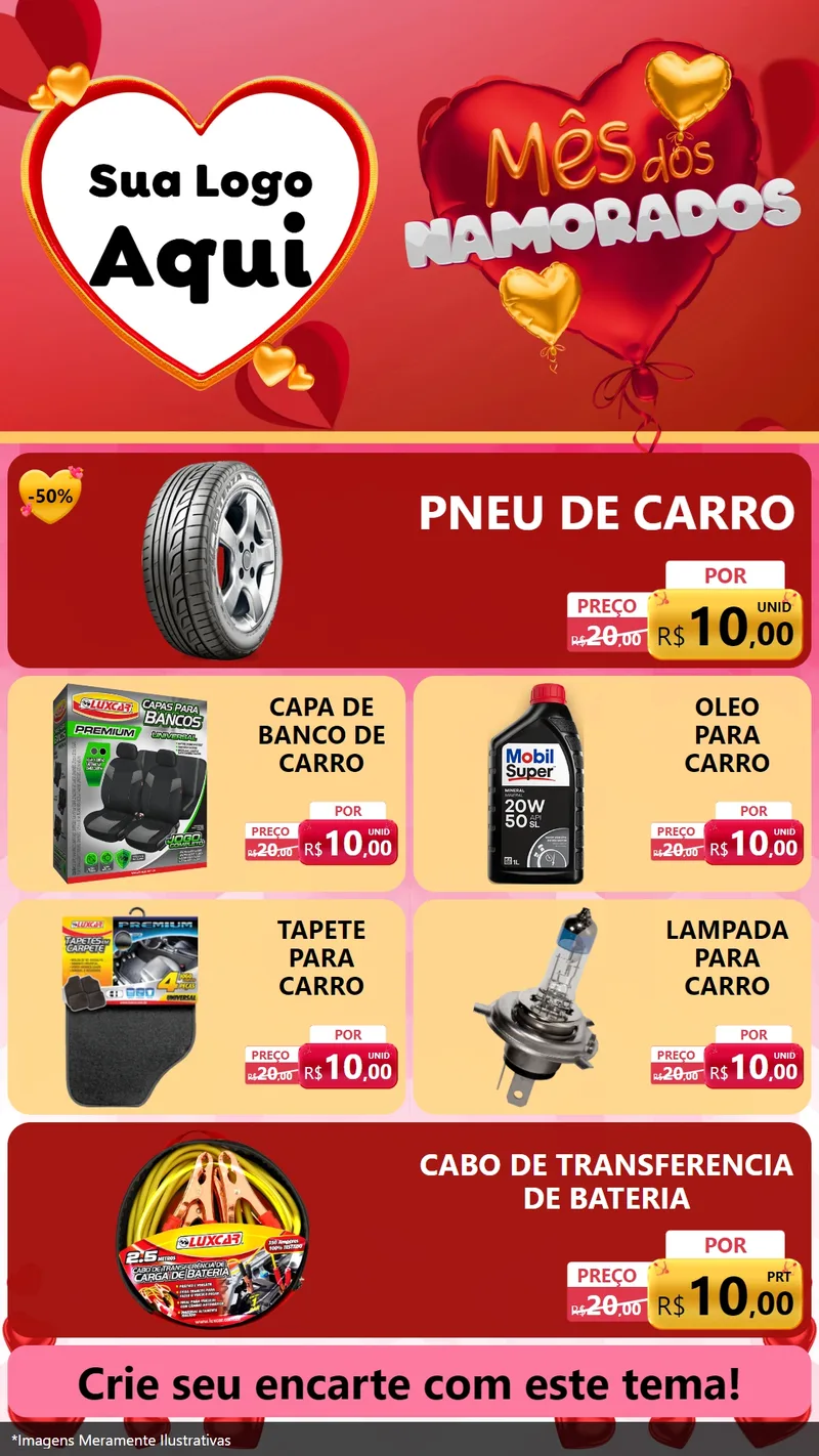 Modelo de TV para TV Vertical com o tema Mês dos Namorados para Auto peças