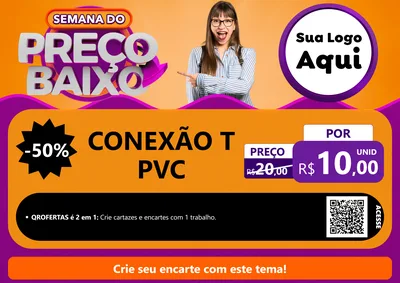 Modelo de Cartaz para Cartaz A4 Horizontal com o tema Semana do Preço Baixo para Tubos e conexões