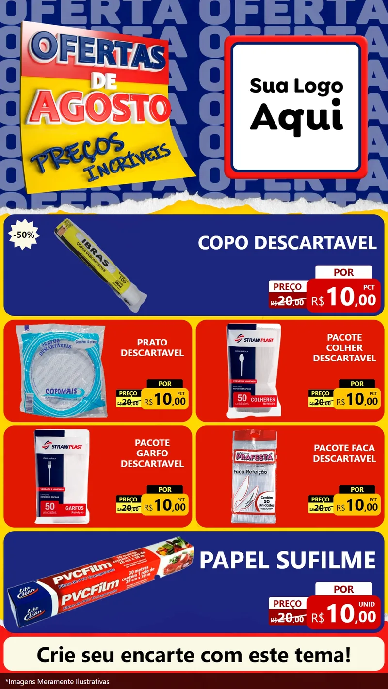 Modelo de TV para TV Vertical com o tema Ofertas de Agosto - Preços Incríveis para Embalagens
