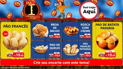 Modelo de TV para TV Horizontal com o tema Dia I - O Dia Mais Barato Do Mês para Padaria