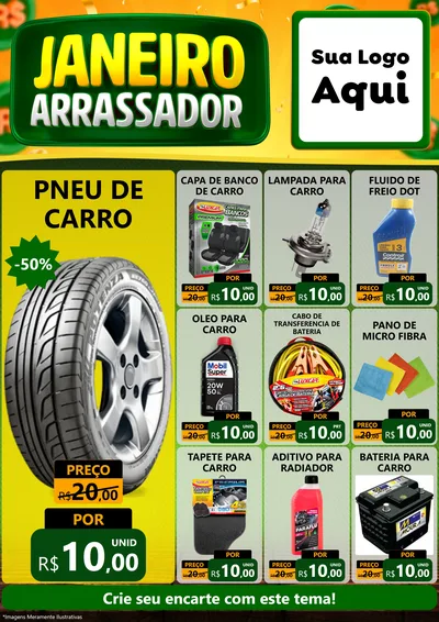 Modelo de Encarte para Encarte A4 Vertical com o tema Janeiro Arrasador para Auto peças