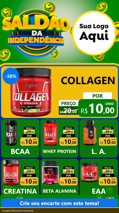Modelo de Rede Social para Stories com o tema Saldão da Indepêndencia para Suplementos alimentares
