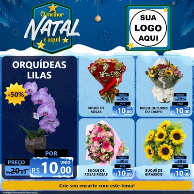 Modelo de Rede Social para Feed Facebook com o tema O Melhor Natal É Aqui! para Floricultura e jardim