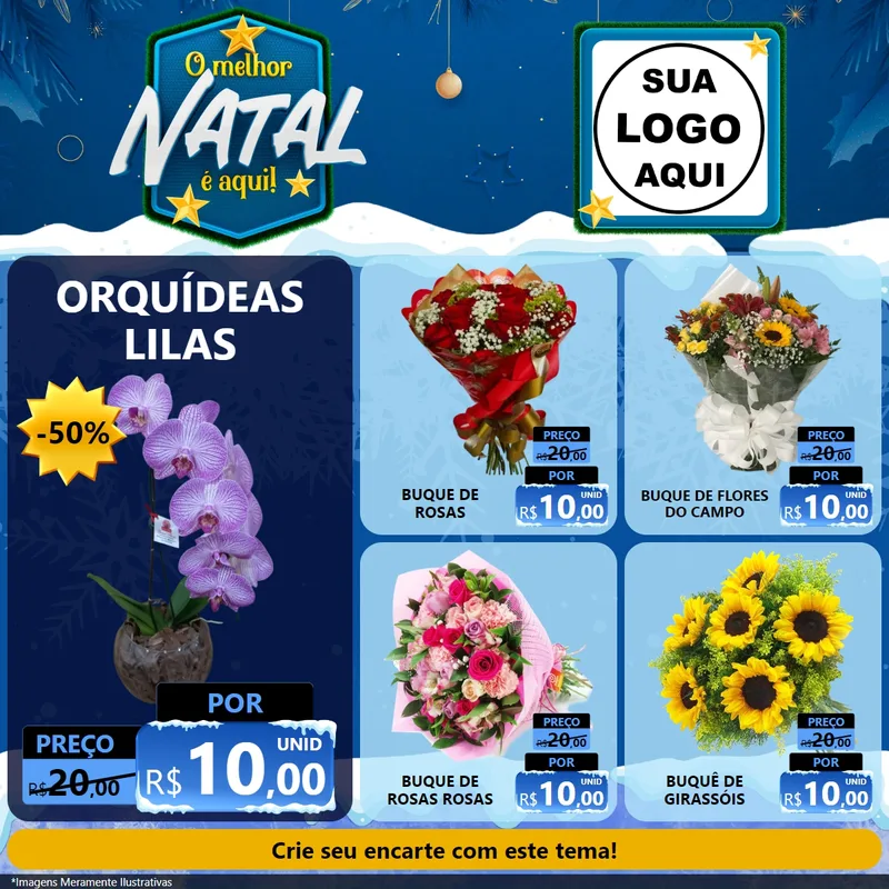 Modelo de Rede Social para Feed Facebook com o tema O Melhor Natal É Aqui! para Floricultura e jardim