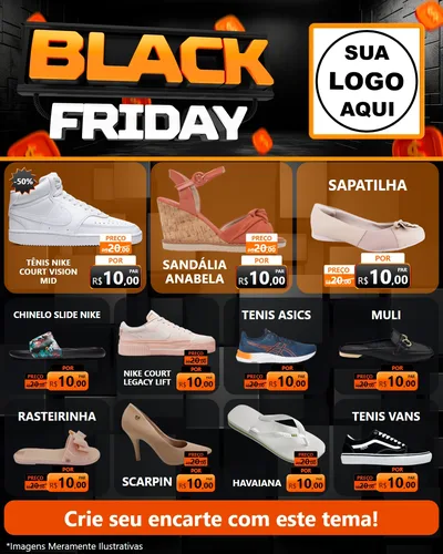 Modelo de Rede Social para Feed Instagram com o tema Black Friday para Calçados