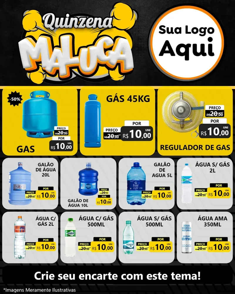 Modelo de Rede Social para Feed Instagram com o tema Quinzena Maluca para Água e gás