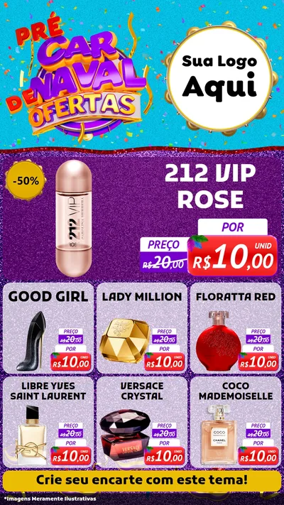 Modelo de Rede Social para Stories com o tema Pré Carnaval de Ofertas para Perfumes