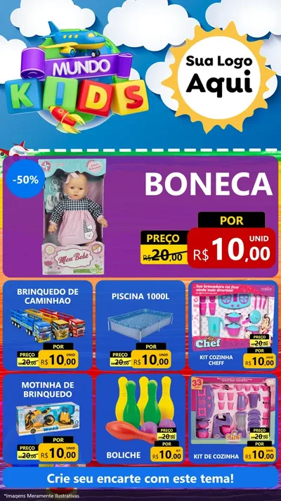 Modelo de Rede Social para Stories com o tema Mundo Kids para Brinquedos