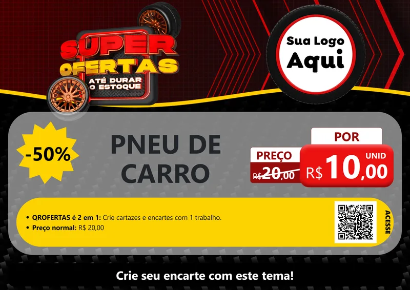 Modelo de Cartaz para Cartaz A4 Horizontal com o tema Super Ofertas Até Durar o Estoque para Auto peças