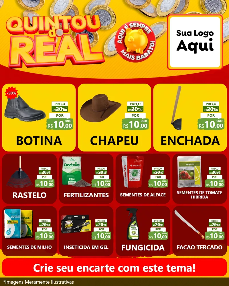 Modelo de Rede Social para Feed Instagram com o tema Quintou do Real para Agropecuária