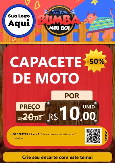 Modelo de Cartaz para Cartaz A4 Vertical com o tema Festival Bumba Meu Boi para Moto peças