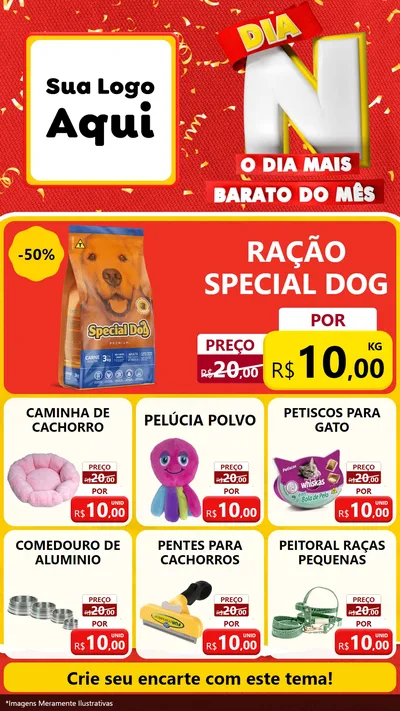 Modelo de Rede Social para Stories com o tema Dia N o Dia Mais Barato do Mês para Pet Shop