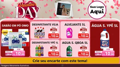 Modelo de TV para TV Horizontal com o tema Valentine's Day para Produtos de Limpeza