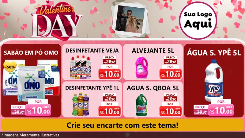 Modelo de TV para TV Horizontal com o tema Valentine's Day para Produtos de Limpeza