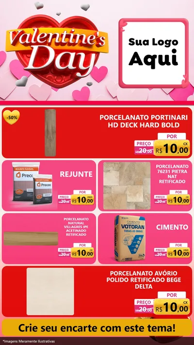 Modelo de TV para TV Vertical com o tema Valentine's Day para Pisos e revestimentos