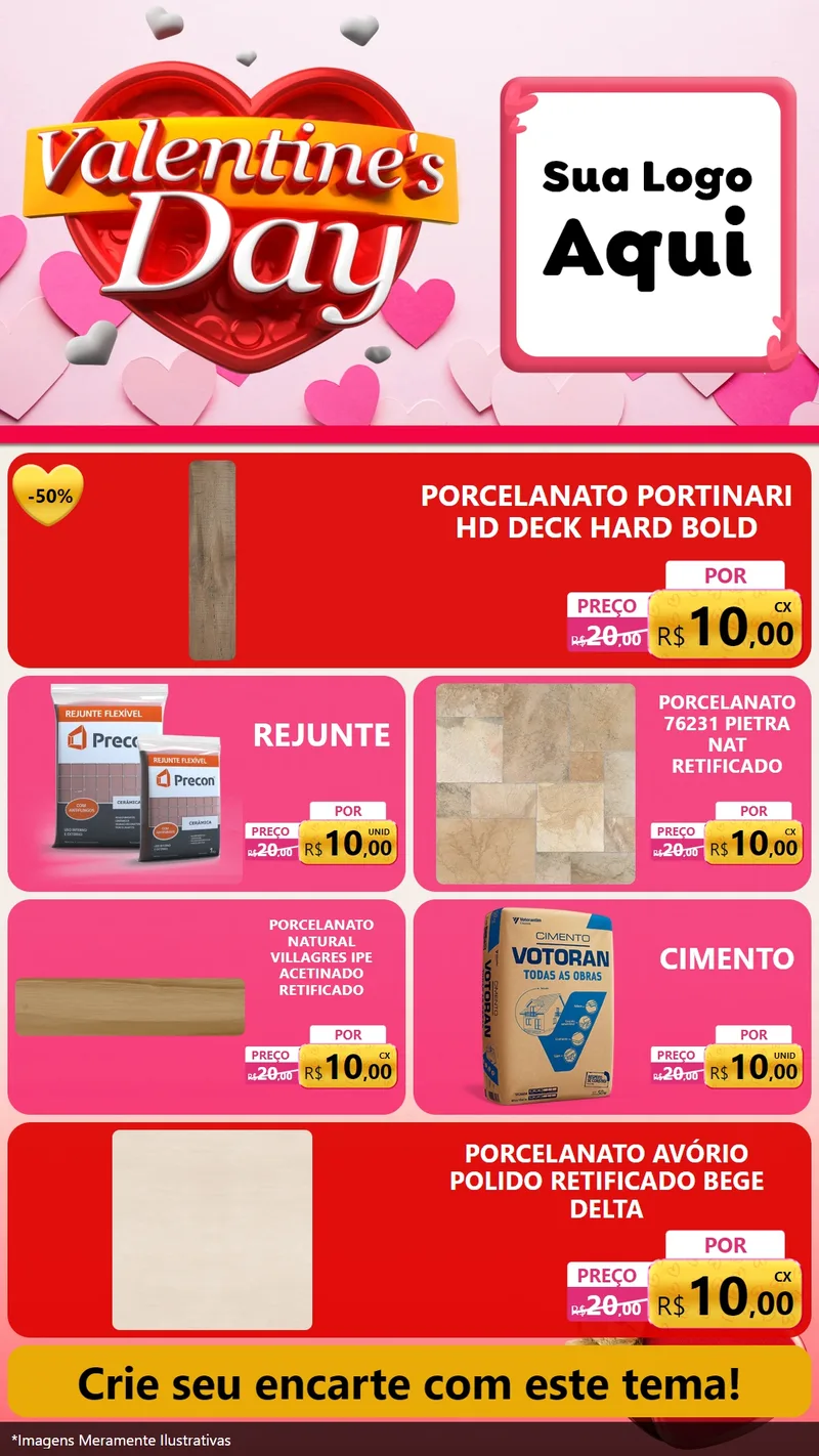 Modelo de TV para TV Vertical com o tema Valentine's Day para Pisos e revestimentos