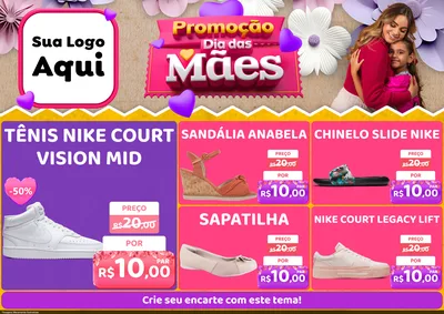 Modelo de Encarte para Encarte A4 Horizontal com o tema Promoção Dia das Mães para Calçados