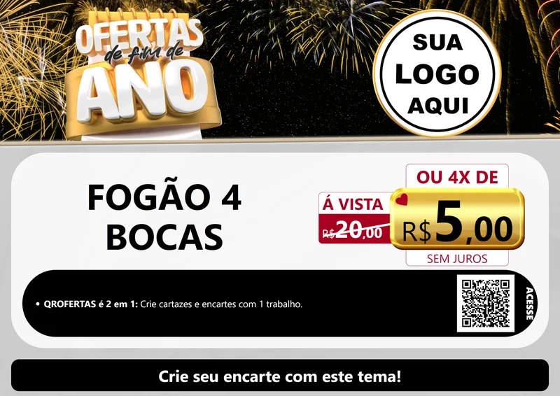 Modelo de Cartaz para Cartaz A4 Horizontal com o tema Ofertas de Fim de Ano para Móveis e Eletro
