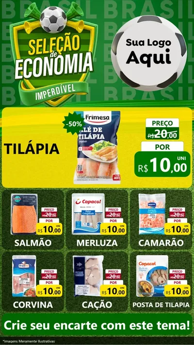 Modelo de Rede Social para Stories com o tema Seleção de Economia - Copa para Peixaria