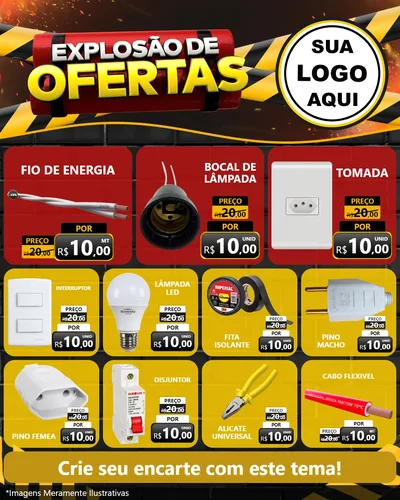 Modelo de Rede Social para Feed Instagram com o tema Explosão de Ofertas para Materiais Elétricos