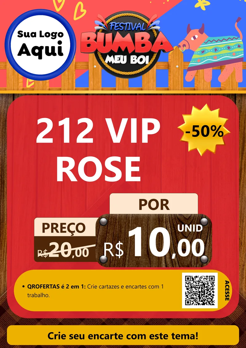 Modelo de Cartaz para Cartaz A4 Vertical com o tema Festival Bumba Meu Boi para Perfumes