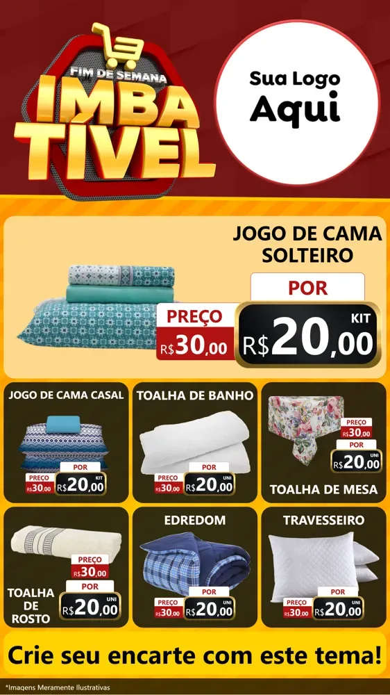 Modelo de Rede Social para Stories com o tema Fim de Semana Imbatível para Cama, Mesa e Banho