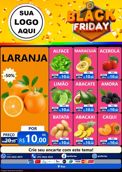 Modelo de Encarte para Encarte A4 Vertical com o tema Black Friday para Hortifrúti