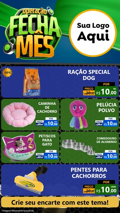 Modelo de TV para TV Vertical com o tema Operação Fecha Mês para Pet Shop