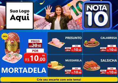 Modelo de Encarte para Encarte A4 Horizontal com o tema Nota 10 para Frios e Laticínios