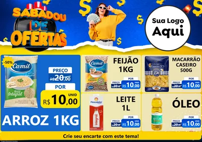 Modelo de Encarte para Encarte A4 Horizontal com o tema Sabadou de Ofertas para Supermercado