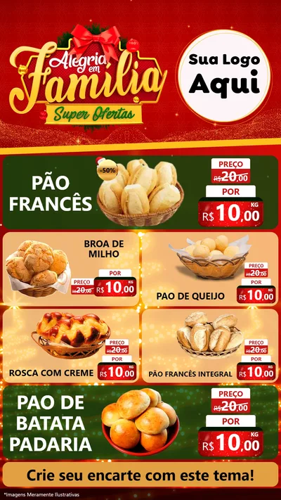 Modelo de TV para TV Vertical com o tema Alegria em Família Super Ofertas - Natal para Padaria