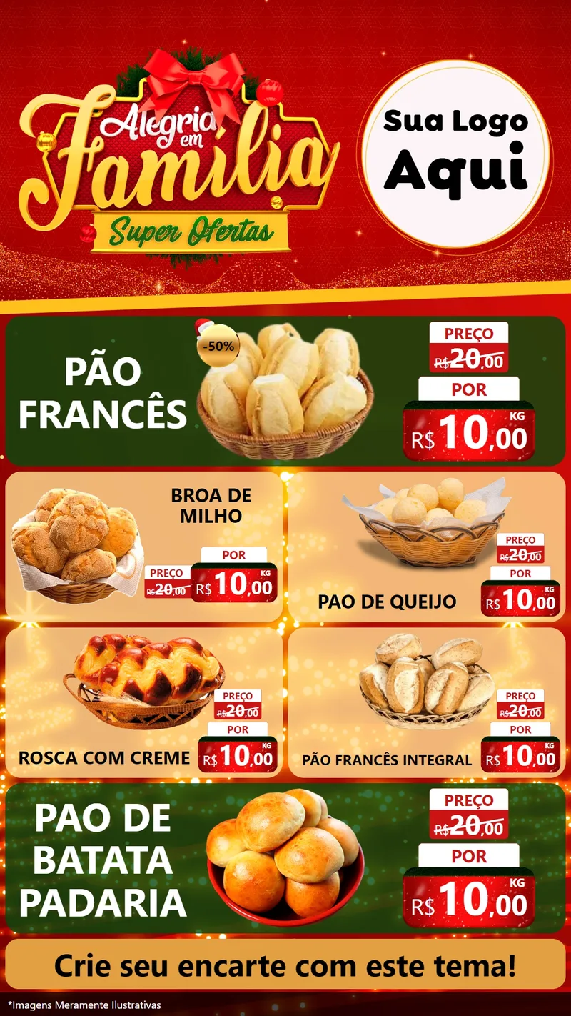Modelo de TV para TV Vertical com o tema Alegria em Família Super Ofertas - Natal para Padaria