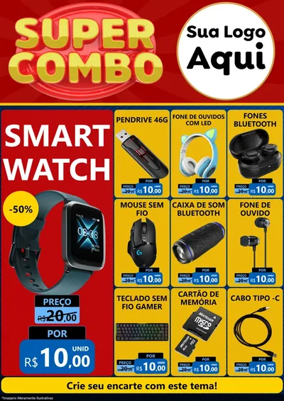 Modelo de Encarte para Encarte A4 Vertical com o tema Super Combo para Informática