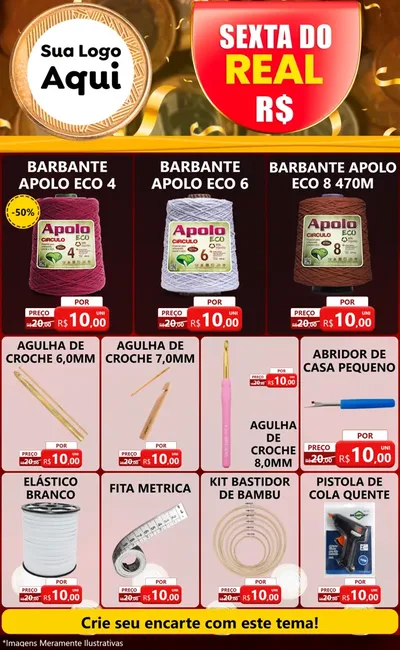 Modelo de Encarte para Encarte Grande com o tema Sexta do Real para Armarinho e Aviamentos