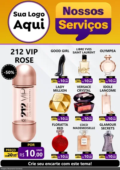 Modelo de Encarte para Encarte A4 Vertical com o tema Nossos Serviços para Perfumes