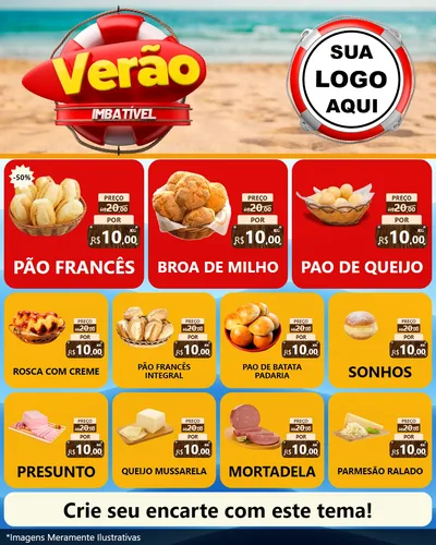 Modelo de Rede Social para Feed Instagram com o tema Verão Imbatível para Padaria